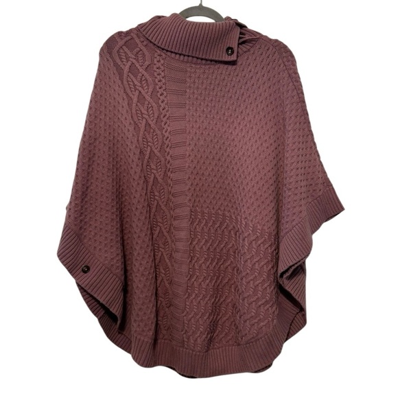 Talbots woman Lambswool blend lavender purple cable knit poncho sweater XL - Picture 6 of 11